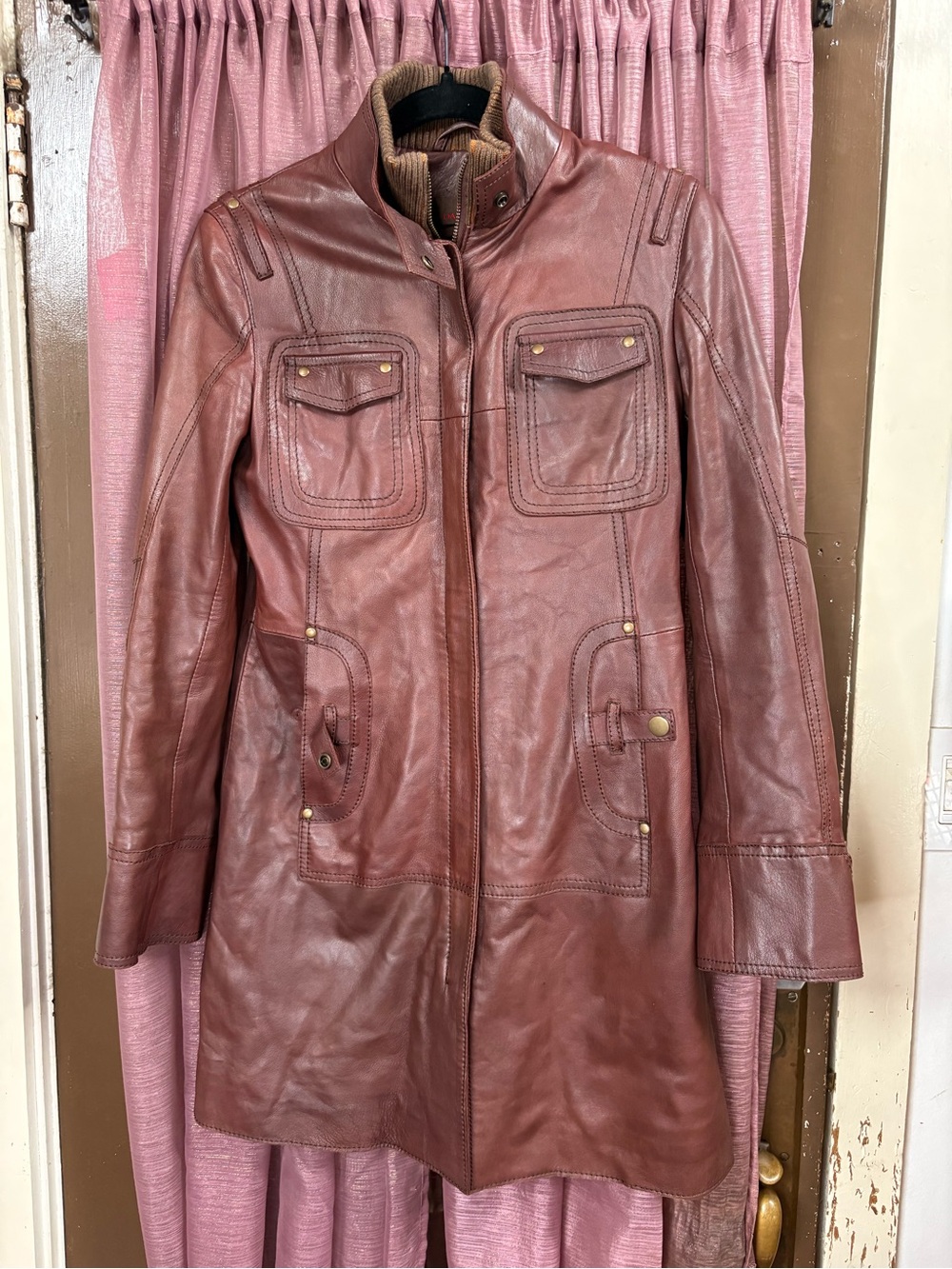 Danier Brown Long Genuine Leather Jacket